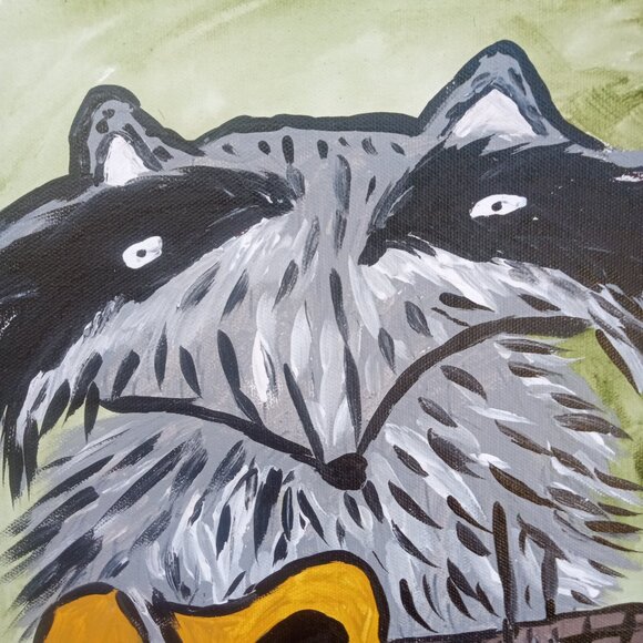 Raccoon Playing Guitar Painting - Picture 4 of 6